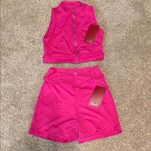 Mirella Hot Pink Athletic Shorts and Vest Set